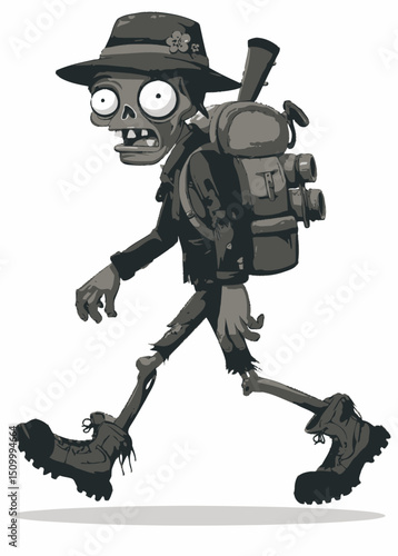 A rugged Zombie Survivalist hunting in the wasteland,