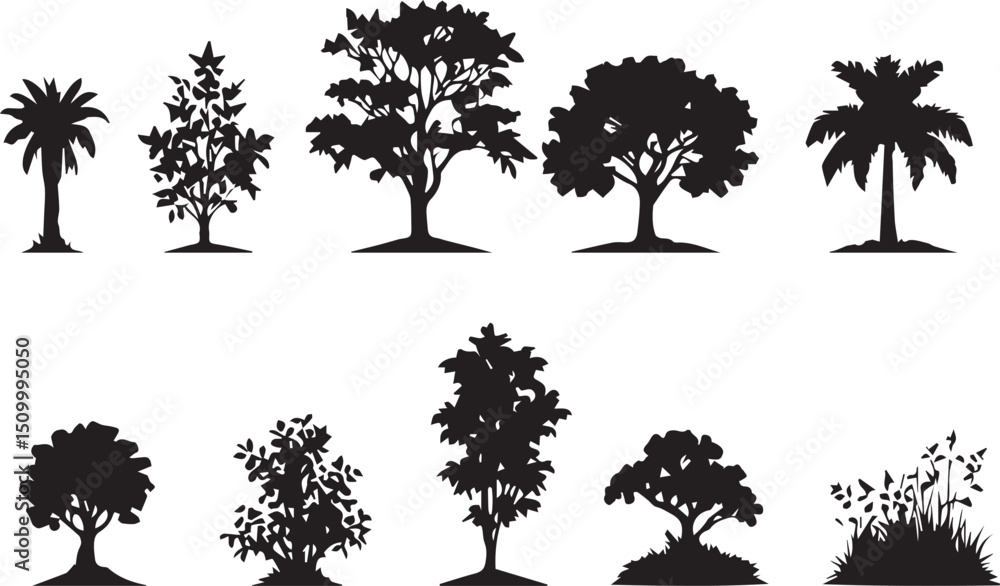 Fototapeta premium Black Silhouette Trees Collection