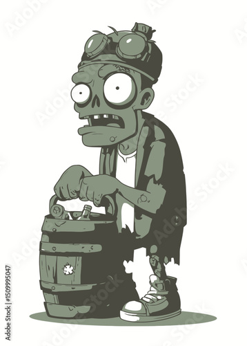 A skilled Zombie Brewer crafting rotten ale,