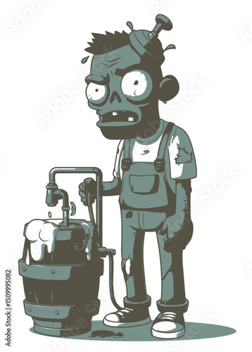 A skilled Zombie Brewer crafting rotten ale,