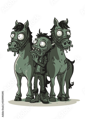 A skilled Zombie Horse Trainer whispering to undead steeds,