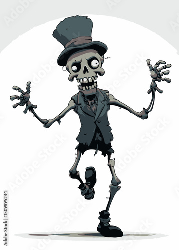 A terrifying Zombie Circus Performer under a big top of bones,