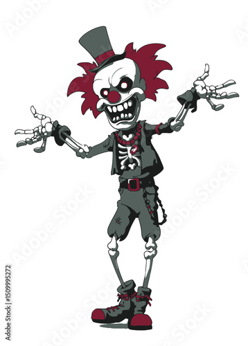 A terrifying Zombie Circus Performer under a big top of bones,