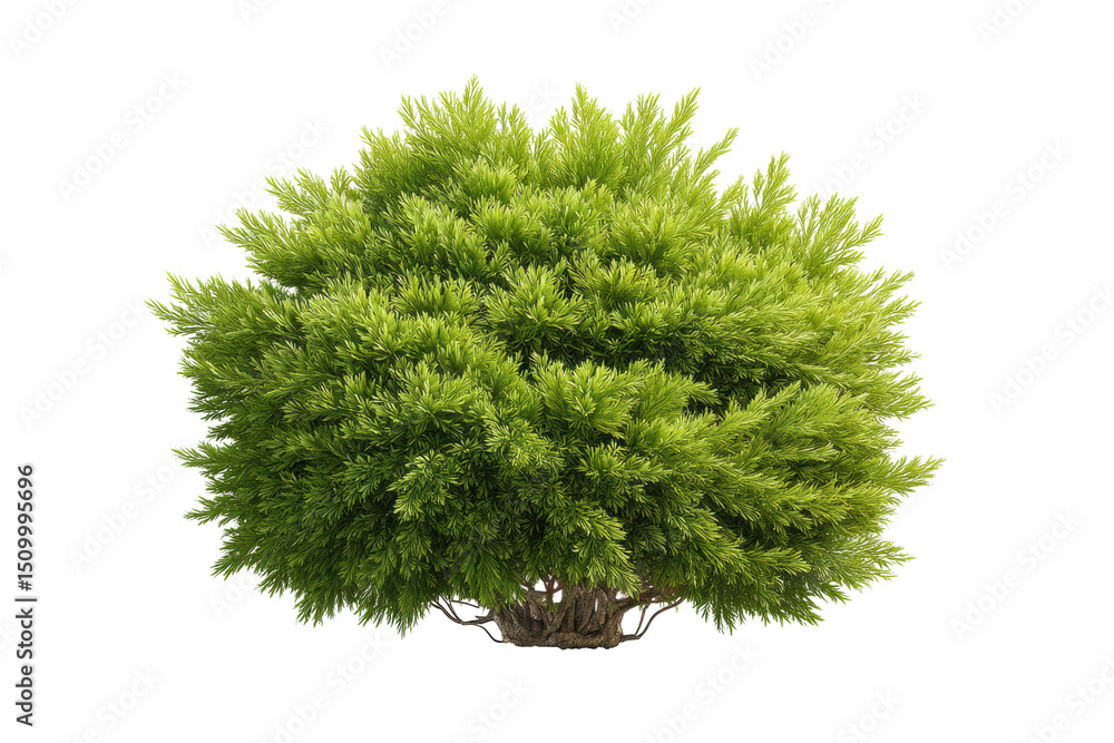 Fototapeta premium PNG Lush green coniferous shrub isolated on white background