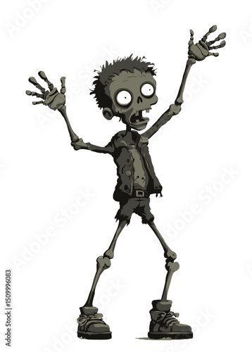 Zombie Actor - A decayed zombie actor performing on a stage of bones.