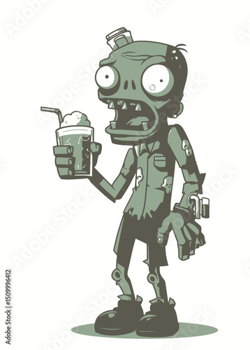 Zombie Bartender - A rotting zombie mixing toxic drinks.