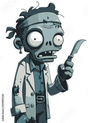Zombie Doctor - A decayed zombie doctor in a stained lab coat, holding a rusted scalpel.