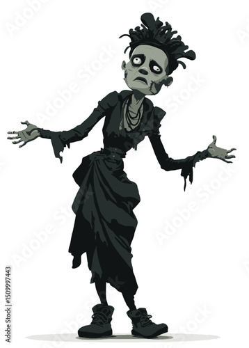 Zombie Fashion Designer - A zombie creating cursed haute couture.