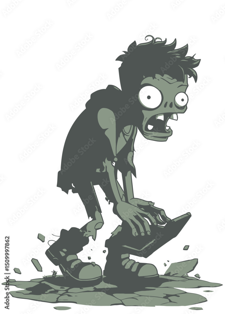 Zombie Journalist - A rotting reporter typing on a shattered laptop. Zombie Journalist - A rotting reporter typing on a shattered laptop.