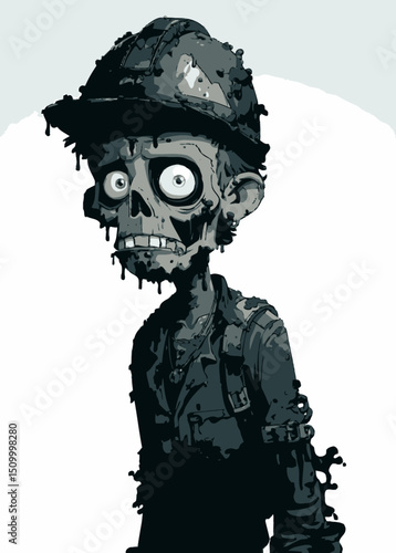 Zombie Oil Worker - A rotting zombie covered in black sludge.