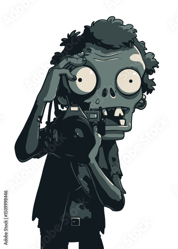 Zombie Photographer - A zombie snapping photos with a broken camera.