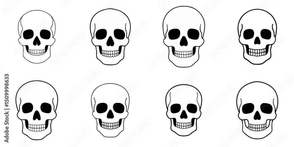 Fototapeta premium Multiple vector illustration skulls, outlines