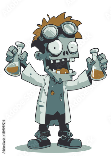 Zombie Scientist - A mad zombie scientist mixing toxic chemicals.