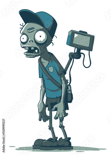 Zombie Security Guard - A decayed zombie watching CCTV of zombies.