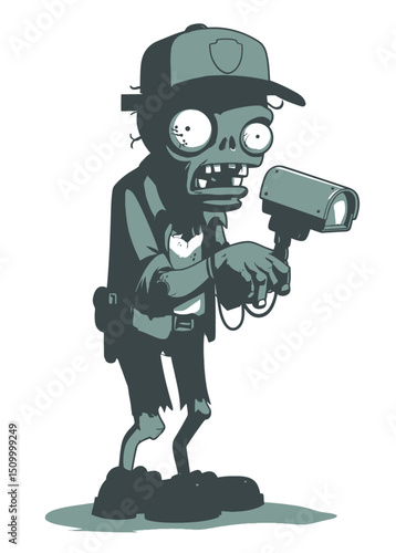 Zombie Security Guard - A decayed zombie watching CCTV of zombies.