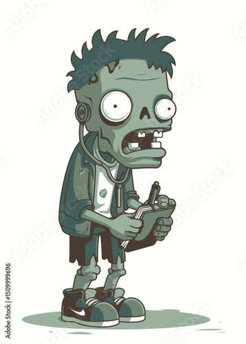Zombie Therapist - A rotting zombie therapist taking notes with a bony hand.