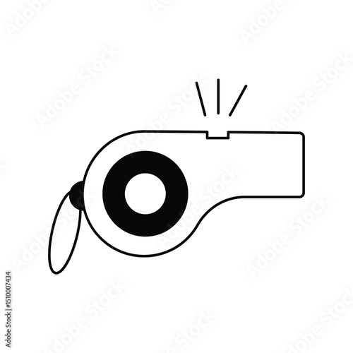 whistle glyph outline icon with white background vector stock illustration