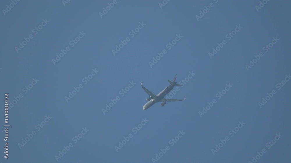 Airplane Flight Sky: Commercial Jet Airliner Ascending Clear Blue Sky Daytime Travel Airplane Flight Sky: Commercial Jet Airliner Ascending Clear Blue Sky Daytime Travel