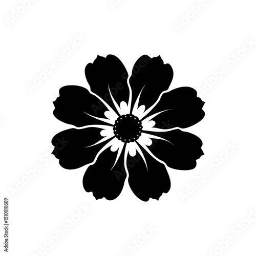 Cosmos silhouette, vector silhouette of a flower on a transparent background