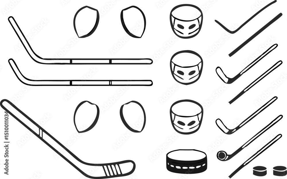 Φωτογραφία Vintage Hockey Logo Set – Retro Black and White Sports Badge Collection for Ice Hockey Teams and Tournaments