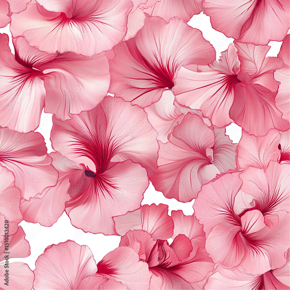 Obraz premium 2d illustration of a tileable pattern of pink carnation petals isolated on a white transparent background