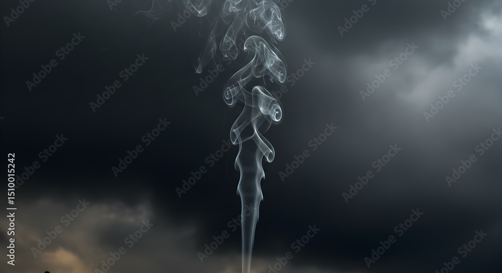 Mystical Smoke Dancing Against the Dark Cloudy Backdrop Mystical Smoke Dancing Against the Dark Cloudy Backdrop