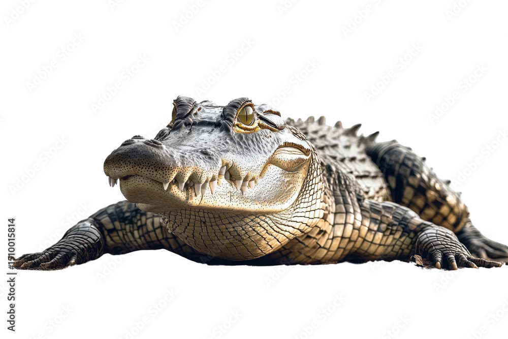 Fototapeta premium crocodile closeup on white background