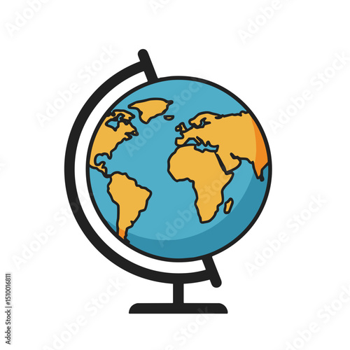Globe with continents and oceans, education and geography concept