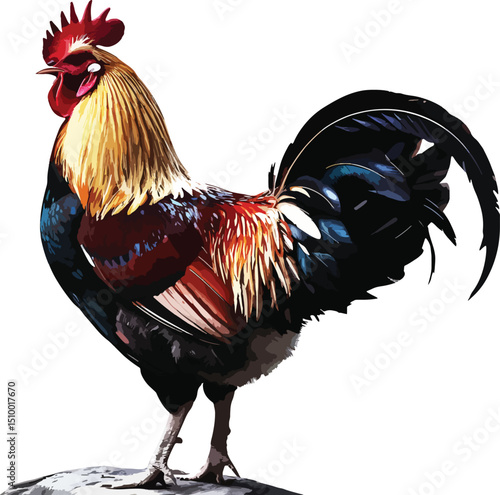 rooster silhouette line art transparent background premium quality
