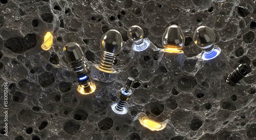 Advanced Dental Implants Integrating Within Porous Bone Structure Visualization