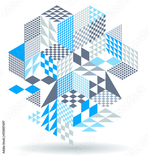 Isometric 3D cubes vector abstract geometric background, abstraction art polygonal graphic design wallpaper, cubic shapes and forms composition lowpoly style.