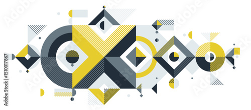 Abstract geometric vector background, artistic wallpaper composition, abstraction art in style of Bauhaus, modern style design.