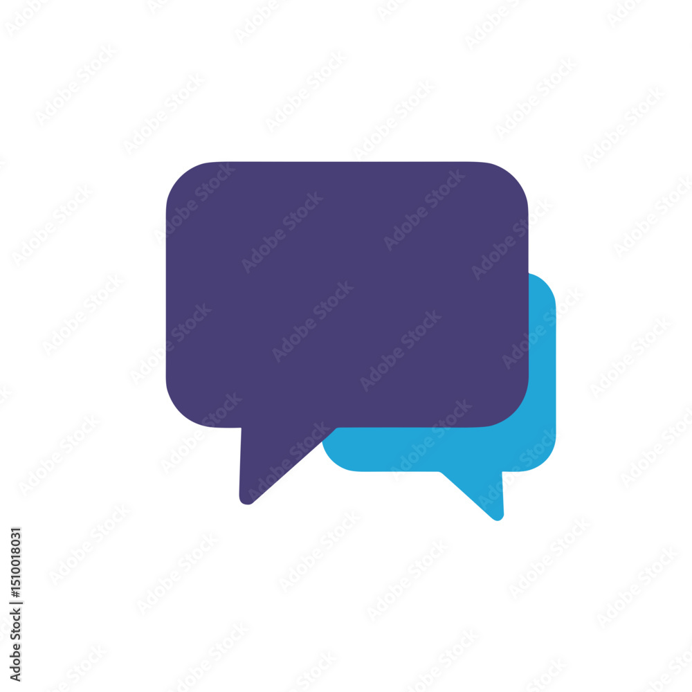 Two speech bubbles in purple and blue, communication concept Two speech bubbles in purple and blue, communication concept