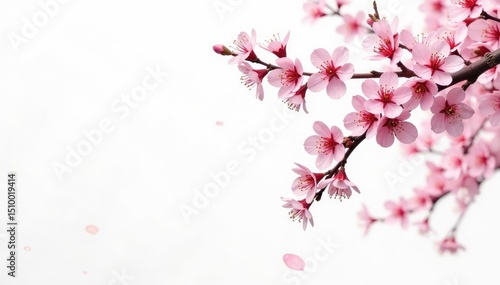 Intricate sakura branch pattern, white background, high resolution, macro, nature, close-up