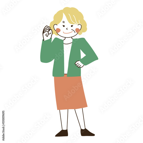 元気な高齢女性のイラスト・笑顔のアクティブシニア
