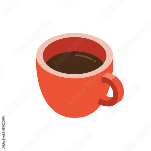 Red coffee cup filled with dark coffee, beverage concept
