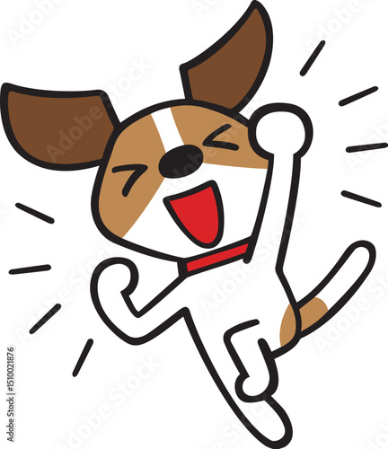 ジャックラッセルテリア犬キャラクター　やったー！ポーズ