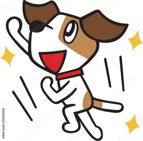 ジャックラッセルテリア犬キャラクター　勝利ポーズ