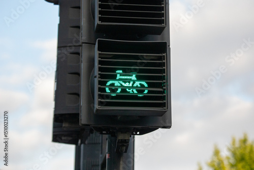 Green Bicycle Traffic Light in Urban London