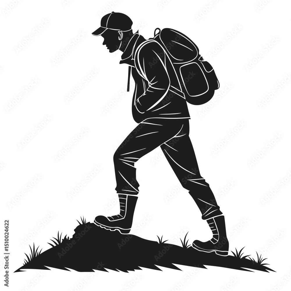 Fototapeta premium Hiking Silhouette in Vector