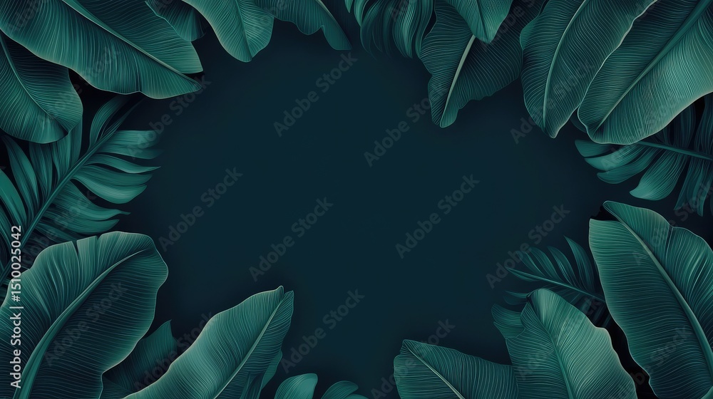 Fototapeta premium Background made from banana leaves with strong linear patterns and rich green tones