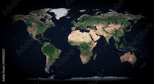 Fototapeta Naklejka Na Ścianę i Meble -  World Map View From Space Continents Oceans Geography