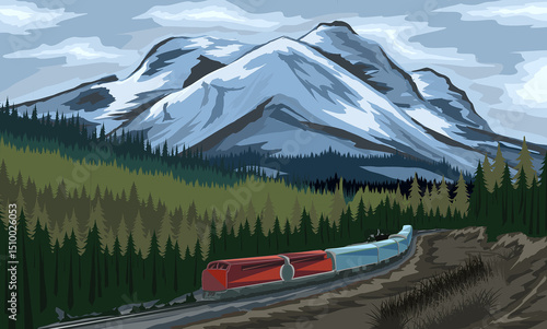 Canadian Rockies Train Journey - Vintage Travel Poster Art