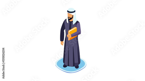Arabian Sheik with Ghutra and Thobe Illustration
