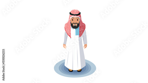 Wise Arab Sheikh with Headscarf Design
