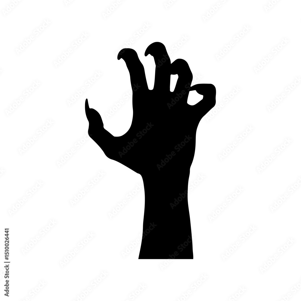 Obraz premium Creepy hand silhouette icon vector flat design on white background