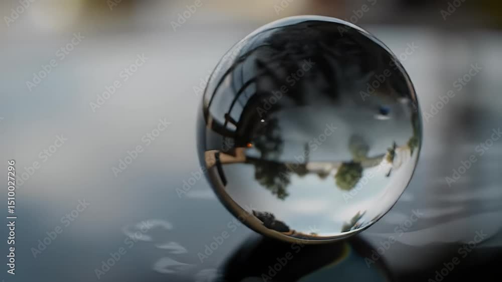 custom made wallpaper toronto digitalTransparent Crystal Sphere Reflecting the Outside World in Soft Lighting