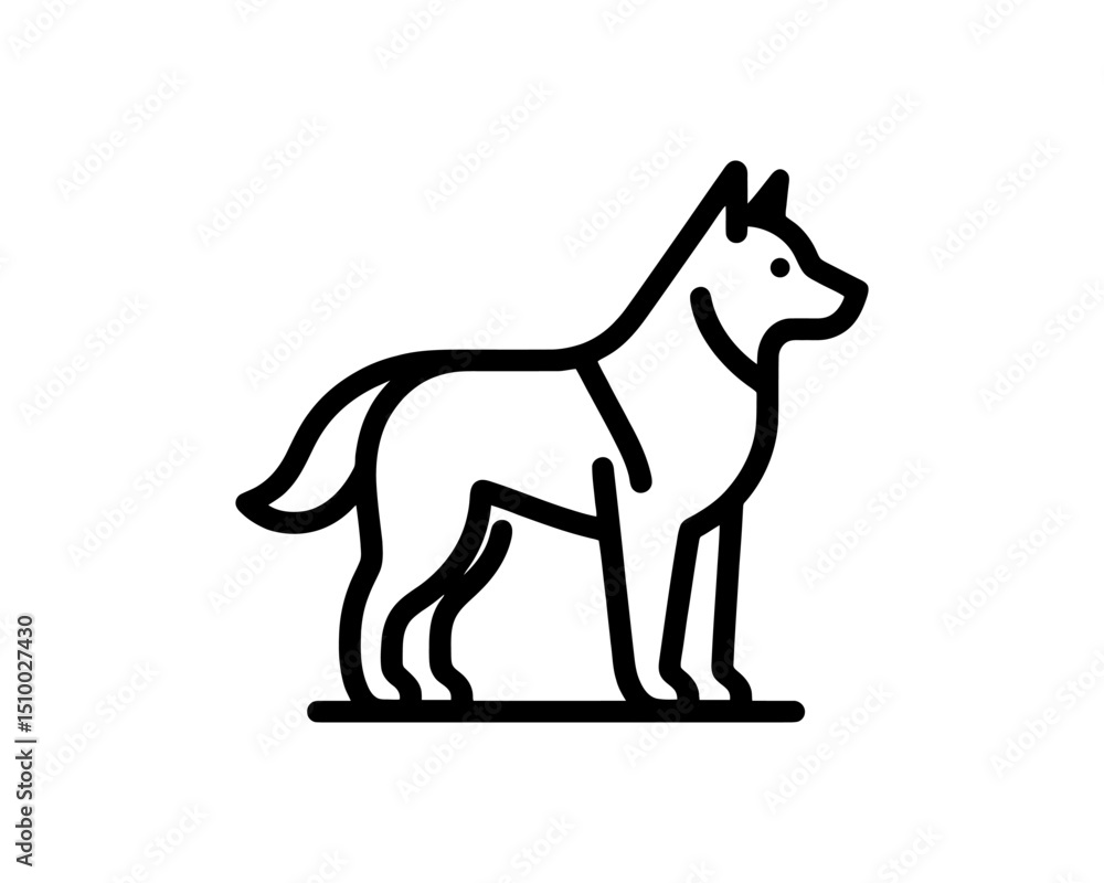 Fototapeta premium Minimal Dog Outline Logo For Brand Identity