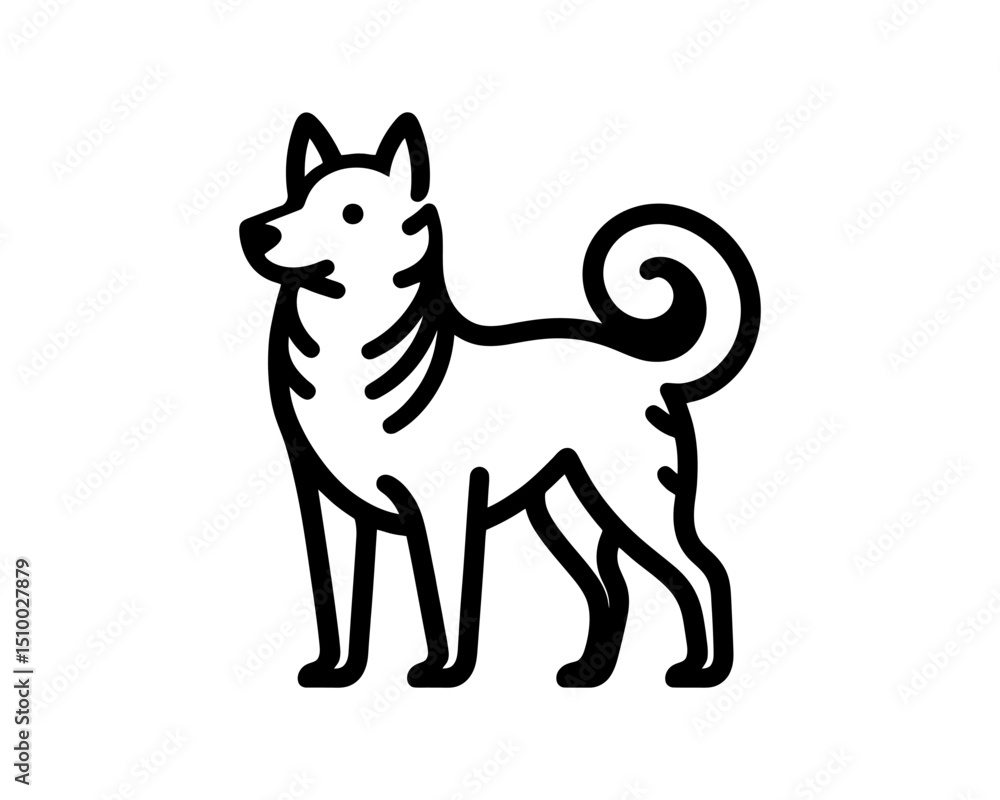 Obraz premium Minimal Dog Outline Logo In Flat Vector