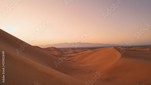 Wide shot , desert view in the evening.
